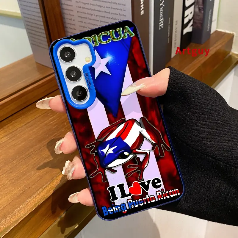 Slim Phone Protective Case for Samsung S22 Plus, S22 Ultra, S23, S24 Ultra Plus, S25 - Puerto Rico Frog Tribute Decorative Smartphone Protector, Anti-Scratch, Drop Protection Smartphone Shell Accessory, Accessories