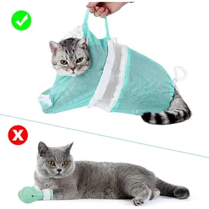 SleekHush Cat Grooming Supplies Bathing Restraint Bag - Multifunctional, Adjustable, Breathable, Anti-Bite, Anti-Scratch Green Bag for Cats Up to 15.5 lb