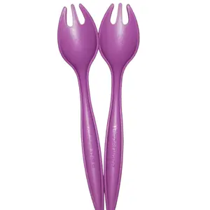 Large Salad Forks - Purple Plastic Utensils for Easy Serving of Salads and Entrees