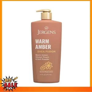 Jergens Shea Fusion Warm Amber Scented Lotion, Moisturizing Body Lotion with Shea Butter and Vitamin E, 14 fl oz
