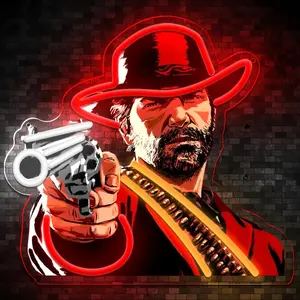 RED DEAD REDEMPTION Neon Lights USB Powered Acrylic LED Sign for Bedroom Game Room Garage Family Bar Men's Cave Movie Party Decor 13.77x12.79in Wall Mounted Low Voltage Switch Included