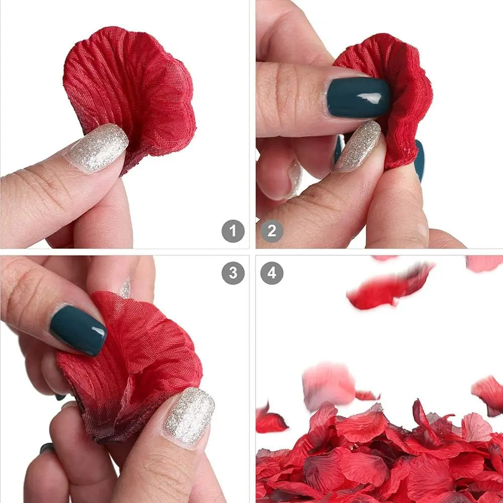 LZXD 1000 Black Silk Satin Artificial Rose Petals, Decorative Flower Accents for Wedding, Party Home Decor