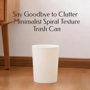 Minimalist Spiral Texture Trash Can | 10L Large Capacity Waste Bin for Bathroom, Bedroom & Office | Durable Plastic, Easy to Clean (White/Black)