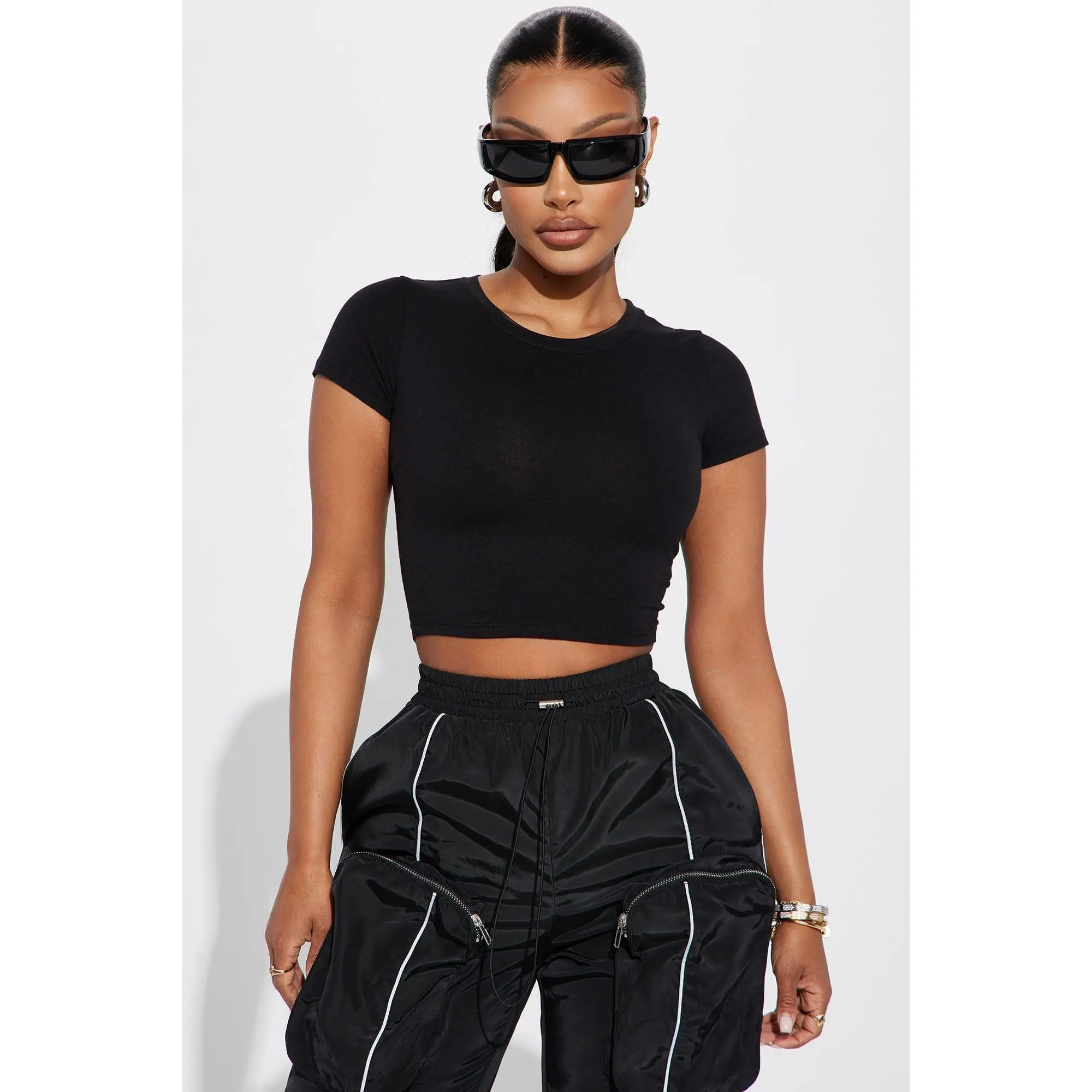 Judia Crew Neck Top - Black