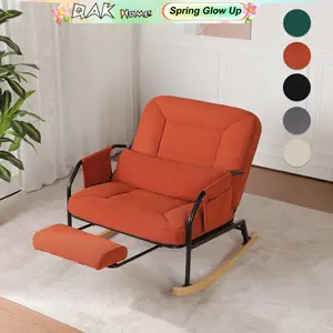 QAK 34.6" Rocking Chair with Footrest, Comfortable Headrest and Backrest, Side Pockets, Ideal for Relaxation