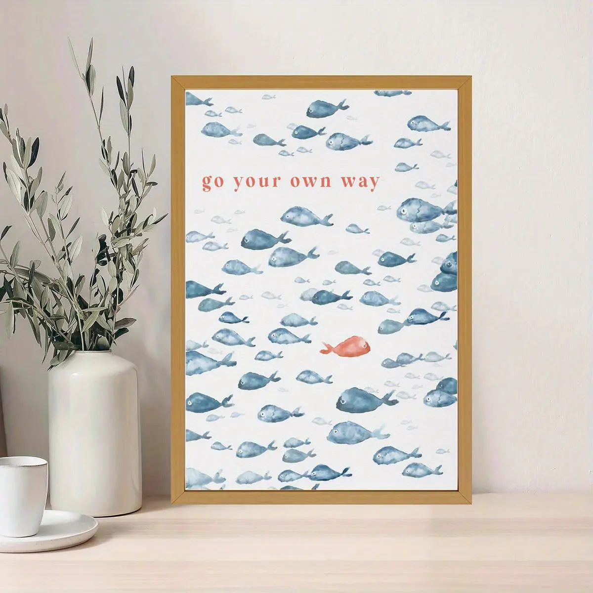 Modern Nautical Sailing Fish Wall Art Poster - Minimalist Marine Life Ink Poster Suitable for Living Room, Bedroom, Office, Bathroom Decor