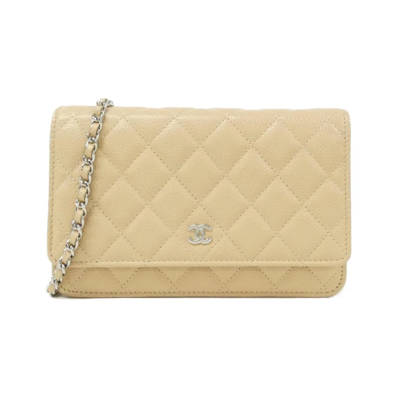 Pre-owned CHANEL Calfskin Small Leather Goods Timeless Classic Caviar Skin Wallet