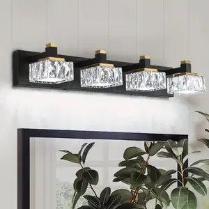 New Led Modern Black Bathroom Dressing Lamp Multiple Crystal Indoor lighting