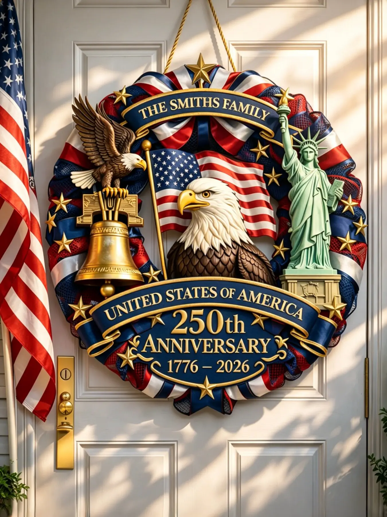 250-Year American Outdoor Decoration, Front Door Eagle Wreath, Durable Design, Perfect for Year-Round Use, Enhances Home Aesthetics, Ethnic Ornaments
