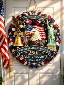 250-Year American Outdoor Decoration, Front Door Eagle Wreath, Durable Design, Perfect for Year-Round Use, Enhances Home Aesthetics