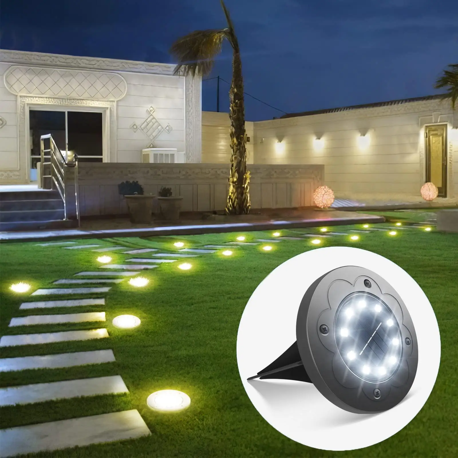 Solar Powered Outdoor Lighting, Waterproof Outdoor Ground Inserted Light, Outdoor Pathway Light, Lawn & Deck Area Bright White Light, Solar Light