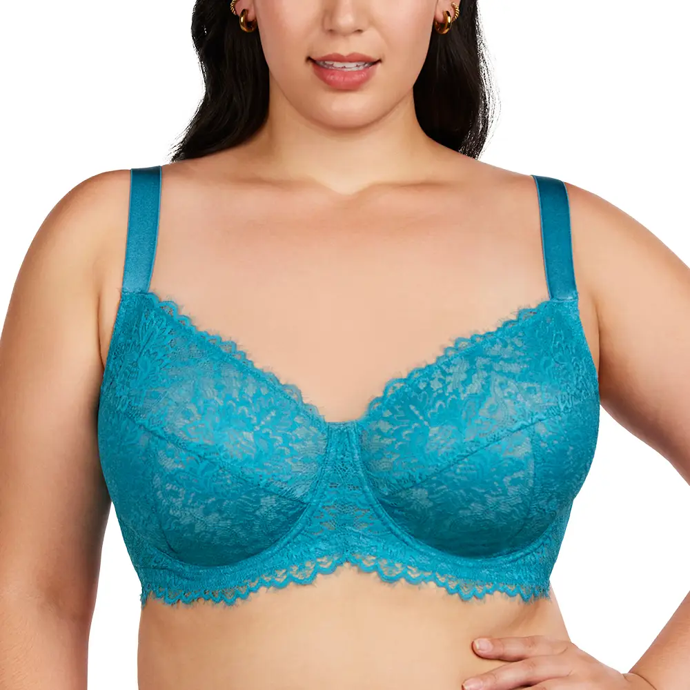 HSIA Sunflower Floral Lace Unlined Unpadded Plus Size Underwire Full Coverage Minimizer Bra dealsforyoudays