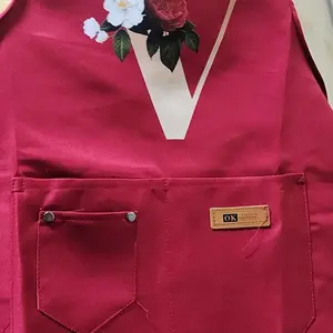 Waterproof Initial Letter Pattern Apron with Pocket, 1 Count Adjustable Shoulder-Strap Professional Apron for Cooking, Gardening, Painting and Baking, Kitchen Cooking Aprons