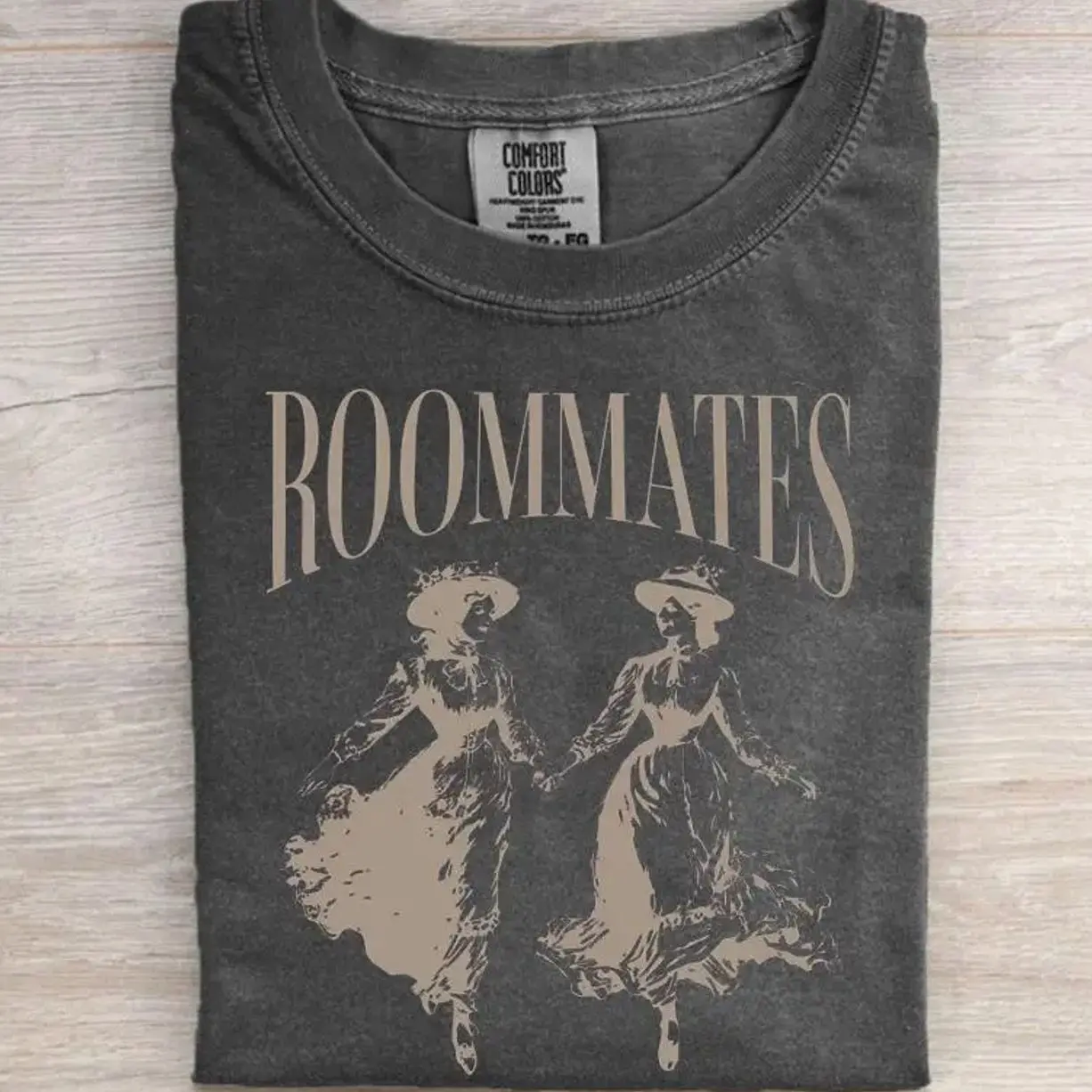 Comfort Colors Unisex 100% Cotton Lesbian Roommates Graphic T-Shirt, Short Sleeve Round Neck Casual Streetwear Gift