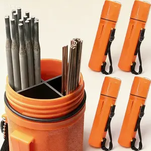 Portable Welding Electrode Storage Container - Adjustable Shoulder Strap & Secure Lid, Leak-Resistant Divided Tube for Rod Organization (3" x 14") 4-Pack, Durable Holder with Compartments