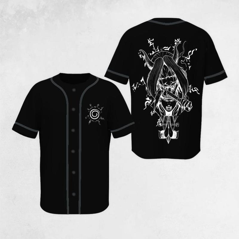 Premium Limited Edition Retro Shinigami Shiki Fujin Naruto Black Trendy Anime Jersey Shirt Gift For Anime Lover, Anime Baseball Jersey Merch, Manga Jersey Shirt For Anime Fan