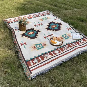 Tent Moisture-proof picnic mat Camping tablecloth Lawn mat Bohemian knitted thread blanket American outdoor camping blanket