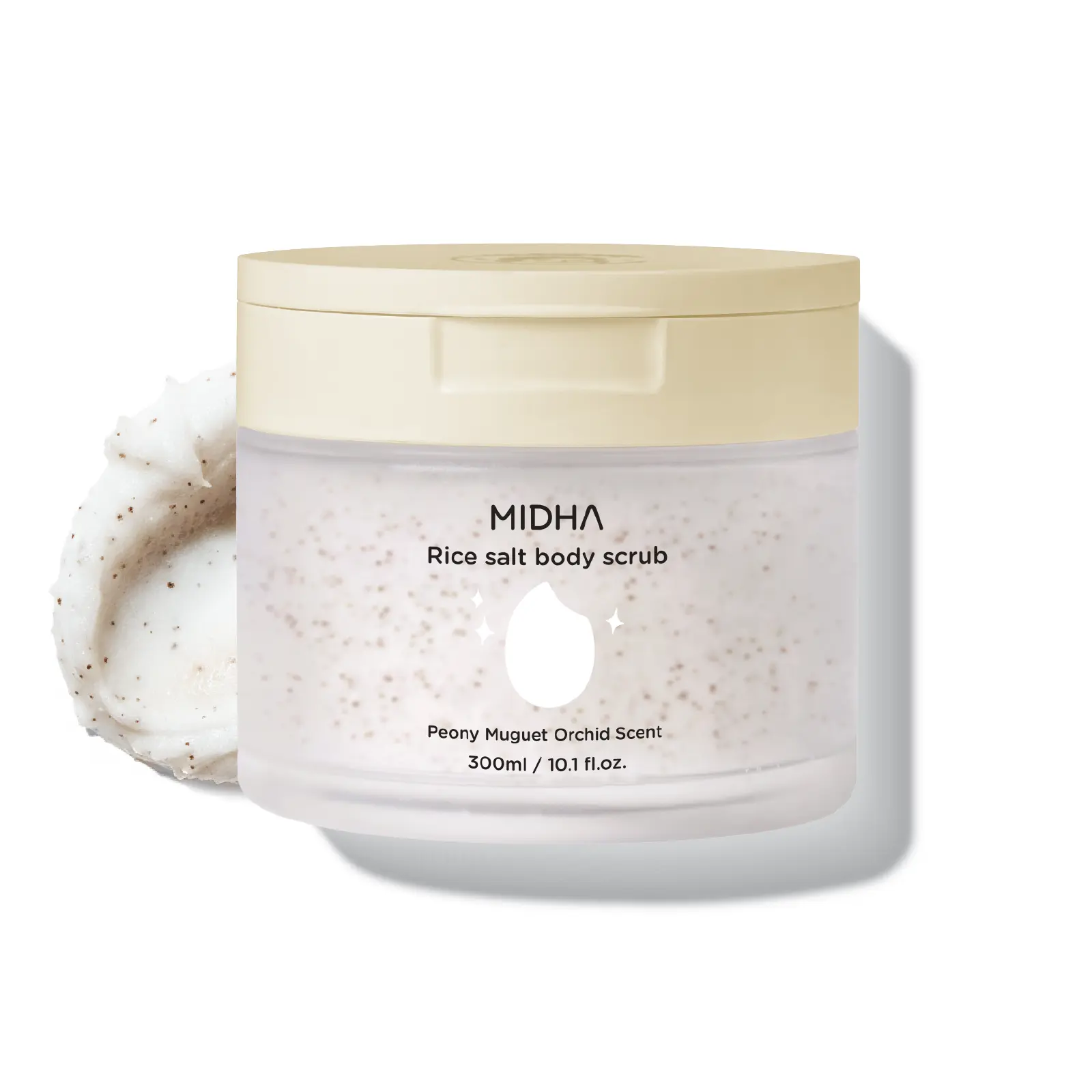 MIDHA RICE SALT BODY SCRUB, 1.69fl.oz/50ml, Gentle Exfoliating Body Polish with Rice Bran & Natural Salt, Nourishing & Hydrating Korean Rice Body Scrub, Rice Bran & Apricot Seed Exfoliating Body Scrub