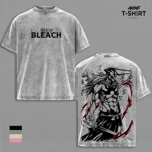 Ichigo Kurosaki Hollow Form Bleach Anime T-Shirt Vintage Acid Wash Oversized Graphic Tee Streetwear Vasto Lorde Gift