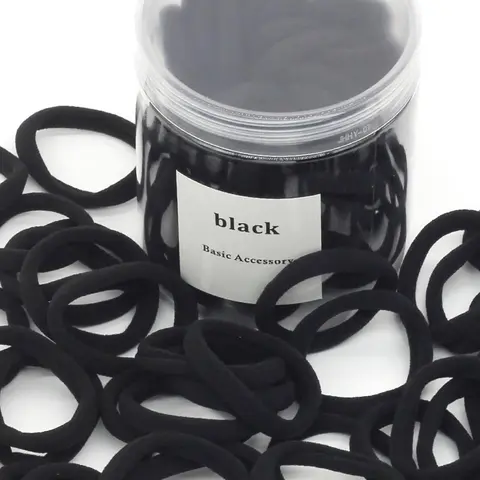 Women's Casual Solid Color Stretchy Hair Ties, Scrunchies, 50pcs/set Minimalist Elastic Ponytail Holders, All-match Black Hair Accessories for Women & Girls, Elastic Hair Accessory