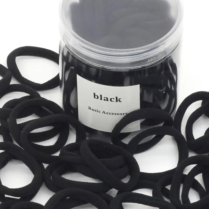 Women's Casual Solid Color Stretchy Hair Ties, Scrunchies, 50pcs/set Minimalist Elastic Ponytail Holders, All-match Black Hair Accessories for Women & Girls, Elastic Hair Accessory