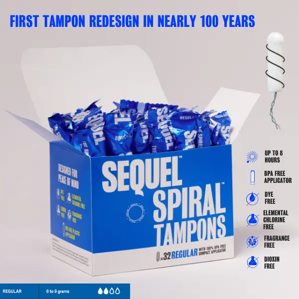 Sequel Spiral Tampons, Regular, Non-Toxic Plan Based - 32 Pack Sequel Spiral Tampons, Regular, Non-Toxic Plan Based - 32 Pack
