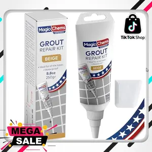 Tile Grout Repair, Beige 8.8 oz/250gr. Fast Drying Grout Repair Kit, Grout Filler Tube Repair Kit, Tile Grout Paint, Grout Sealer Restore and Renew Bathroom Floor, Tile Gaps, Joints, Lines