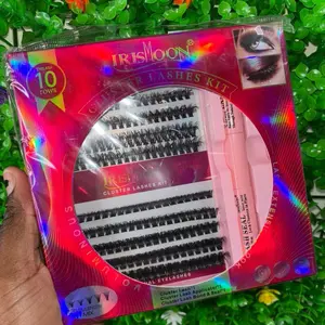 IrisMoon Cluster Eyelash Kit 10 Rows with Clusters Lash Applicator and Clusters Lash Band & Seal for Enhanced Look