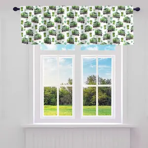 Feelyou Garbage Truck Window Curtain Valance - 1 Panel Green Car Themed Window Curtain for Kitchen, Waste Management Decor (52"Lx12"W), Window Curtains
