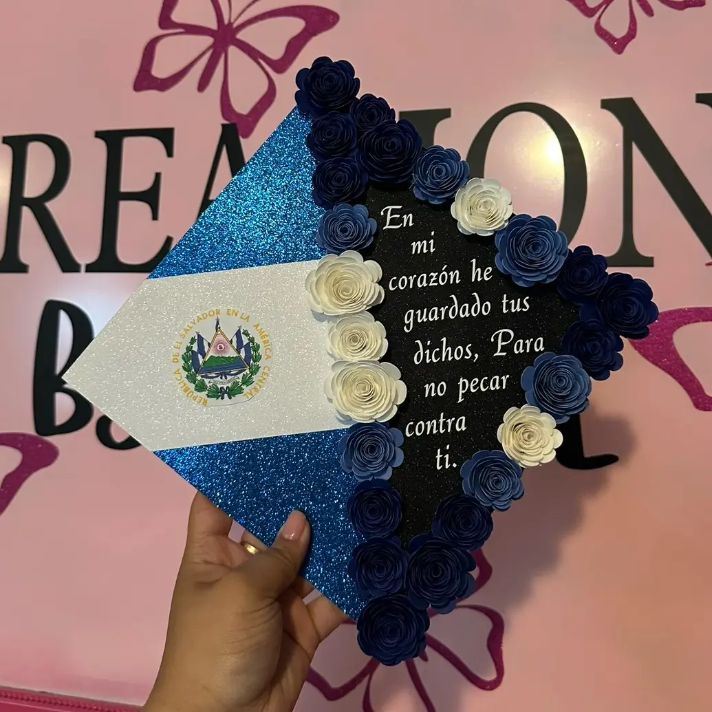 Grad Cap Topper- with quote and flag