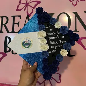 Grad Cap Topper- with quote and flag