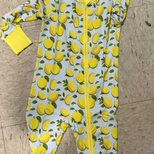 EllivviBebe Bamboo Viscose Newborn Baby Pajamas Sleepers Two Way Zipper Romper Super Soft Kid Boys Girls Clothes Pjs Toddler Sleepwear with Fun Lemon Print 95% Bamboo Viscose