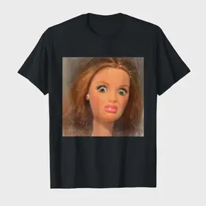 Summer Women Men's T-shirt Fashion Top Funny Disgusting Doll Barbie Face Meme T-shirt for Men Women 100% Cotton Short Sleeve Casual Tops - Fabric