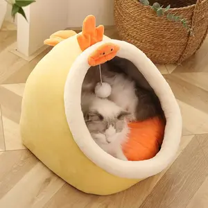 Self-Warming Sherpa Cat Bed - Plush Cozy Cave Tent, Machine Washable Winter Hut for Cats and Small Dogs, Calming Sleep Pod cat  sleeping  bag toy cat furniture Washable Double-Sided Dog Bed