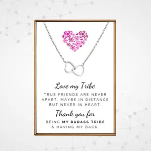 Friendship necklace for women, Girl squad necklaces for women, Best friend necklace, Best friends forever necklace , Silver connected hearts pendant, BFF necklace for 2 3 4 5 6 7 8 9 10,