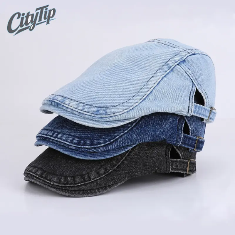 Washed Denim Flat Cap Newsboy Hat | VintageTok OldMoneyAesthetic Unisex Mens Womens Adjustable Sun Protection Ivy Cap | Retro Casual Daily Wear Gift for Him Her Outdoor Travel