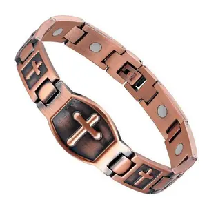 Pure Copper Bracelet for Men, Magnetic Cross Bracelets for Men with 3500 Gauss Magnets, Mens Pure Copper BraceletCopper Jewelry Gift for Christmas