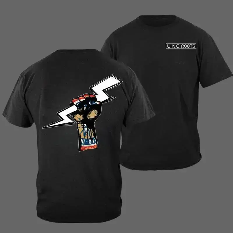 Lineman Lightning Bolt T-Shirt, Line Roots American Worker Graphic Tee , Perfect for Casual Wear , All size, Full color, Gift For Him - Her Menswear Top Tshirt Streetwear Crewneck Tropical Wetsuit Operator