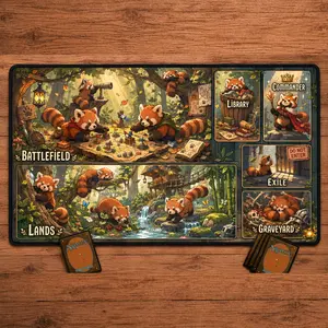 Red Panda Themed Playmat for Magic The Gathering Desk Mat TCG Gaming Pad, MTG Mousepad, Gamer Gift, Desk Accessory