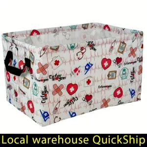 large Medical-Themed Design for Organizing Towels, Books, & Home Decor - Durable Fabric Hamper for Nurses, Teachers, foldable Medical Professionals - Multi-Purpose Gift Basket for Shelves, Bedrooms - Space-Saving Collapsible Bin, laundry basket