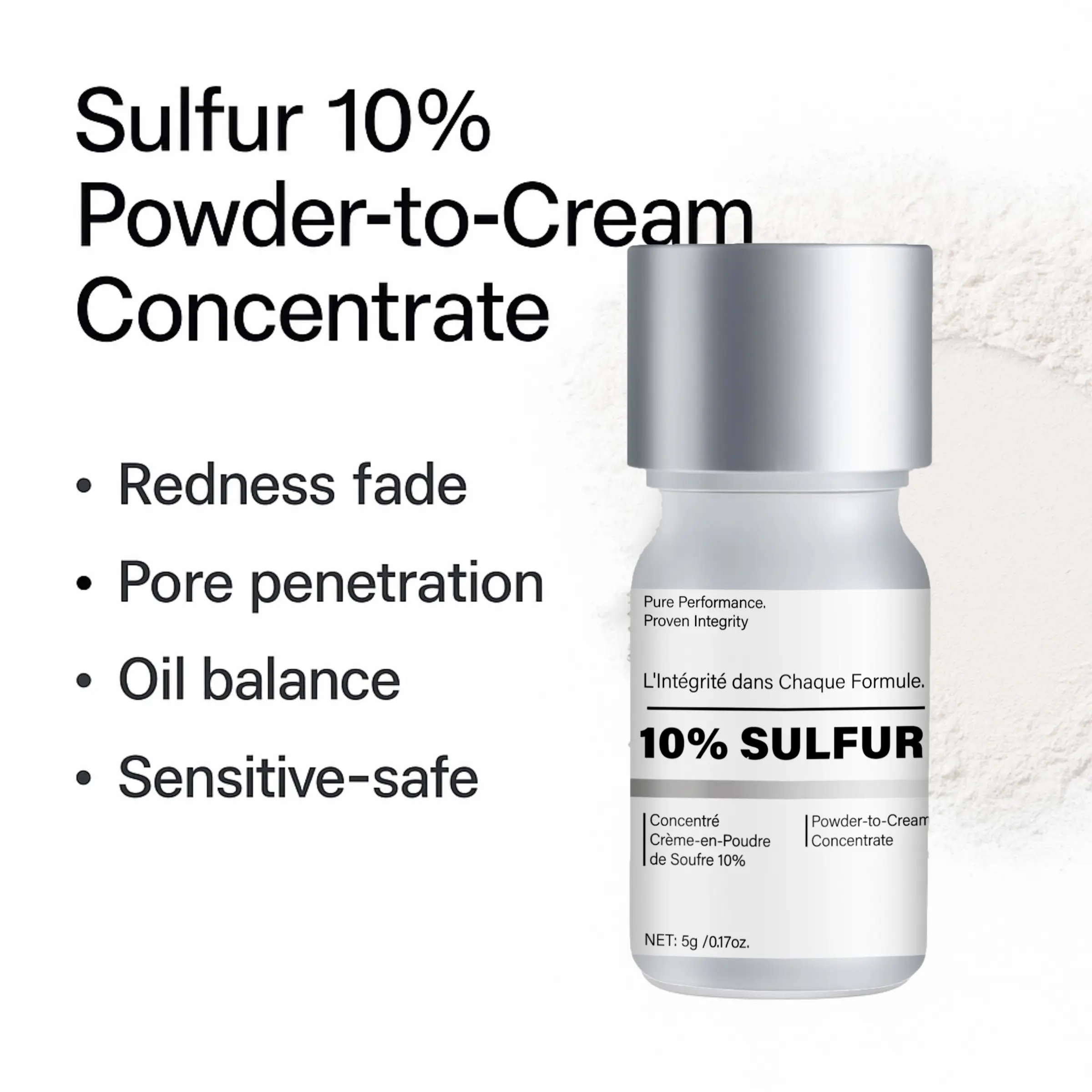Sulfur 10% Powder-to-Cream Acne Spot Treatment Concentrate, Reduces ...