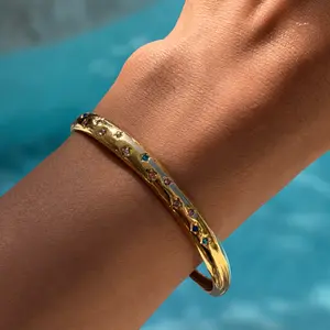 EVRY JEWELS Gold or Silver Plated Women's Confetti Babe Bangle Bracelet