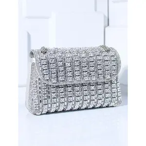 Glamorous Rhinestone Decorated Evening Bag, Elegant Solid Color Purses Shoulder Bags for Party for Halloween, Fashion Crossbody Bags for Women for Party, Trendy All-match & Exquisite Bag for Gift, Fall Outfits, Fall Freshness CrossbodybagwomenGift