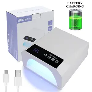 Sun Bm-20 High Power Wireless Rechargeable Nail Lamp, 42 Leds UV LED Gel Polish Dryer, Smart Sensor, USB Powered, Digital Timer, Home & Salon Use