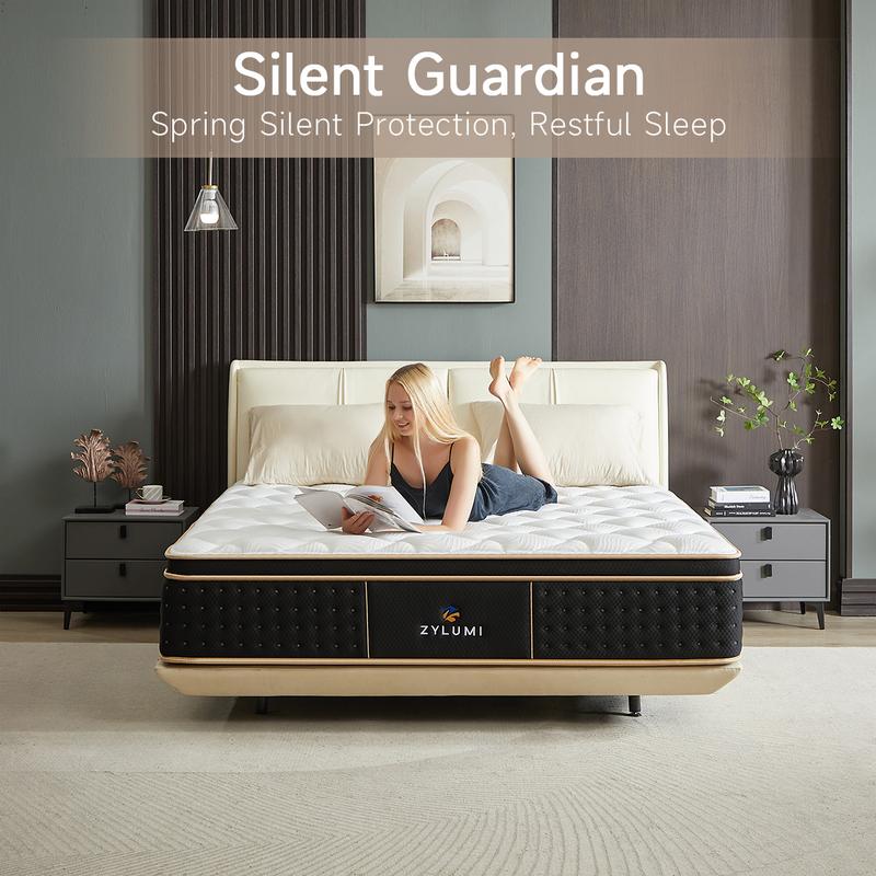 [ZYLUMI]  Hybrid Mattress in a Box, 10/12/14 Inch, Twin/Full/Queen/King, Gel Memory Foam & Zoned Support Springs, Pressure Relief, Breathable Fabric, Motion Isolation, CertiPUR-US & OEKO-TEX