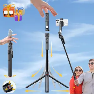 Auto-popup Tripod Selfie Stick, AI Face Tracking Selfie Stick with 2 Fill Lights, 360° Panoramic Selfie Stick for Vlog, Live Stream & Photo