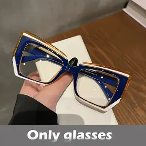 Female Modern Cat Eye Sunglasses, Transparent TR90-PC Polycarbonate Frames, Color Block Design, Rectangular Polarized Lenses, Colorful Fashion Eyewear
