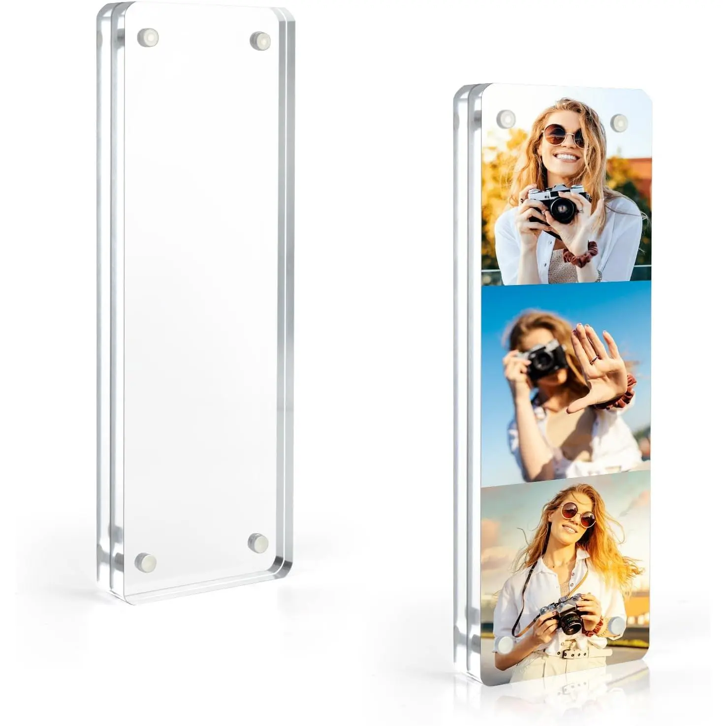 Photo Booth Frame 2x6 Picture Frame, Clear  Frame,   2x6  Picture Frames, Free Standing Desktop Display- 1 Pack