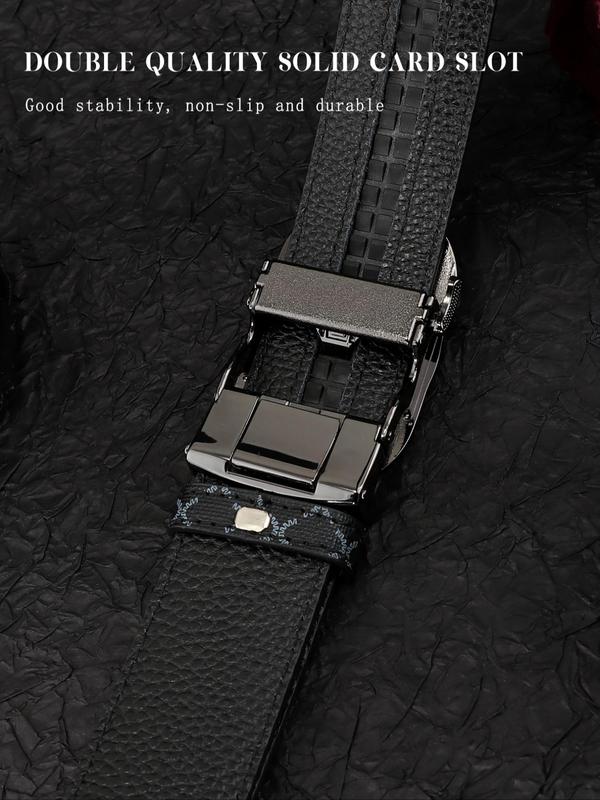 Men's Fashionable Plaid Pattern Buckles Belt, Casual Business Belt for Party, Daily Clothing Decor, Trendy All-match & Exquisite Belt for Birthday Gift, Artisan Leather Belt