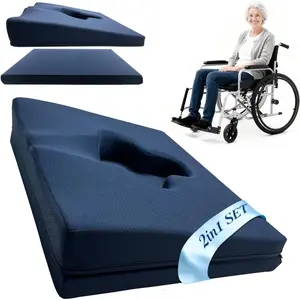 Gel Wheelchair Seat Cushion,Bed Sore for Butt,Office Chair Pressure Sore Cushion,Hemorrhoid Pillow,Pillow for Bed,Sciatica,Coccyx,Pressure Ulcer Pain Relief(Set Blue)